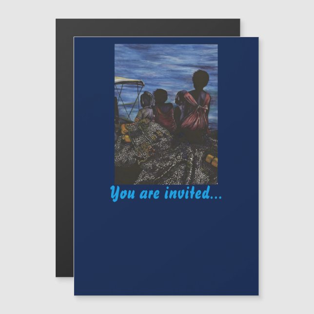 Invitation Magnétique Où est papa ? Île Harbour (Devant / Derrière)