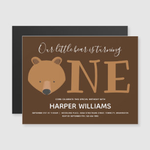 Invitation Magnétique Ours Un animal mignon Brown Premier anniversaire