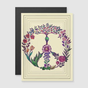 Invitation Magnétique Paix colorée Floral Cute Boho Hippie Wholesome