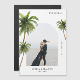 Invitation Magnétique Palm Arc Tropical Photo Destination Mariage