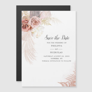 Invitation Magnétique Pampas Grass Floral Script Mariage Enregistrer La 