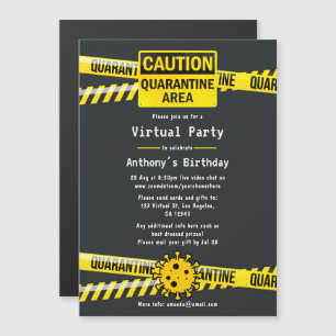 Invitation Magnétique Partie d'anniversaire virtuelle de quarantaine