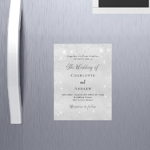 Invitation Magnétique Parties scintillant d'argent minimaliste mariage d