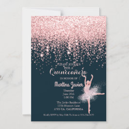Invitation Magnétique Parties scintillant d'or rose Quinceañera rose 15e