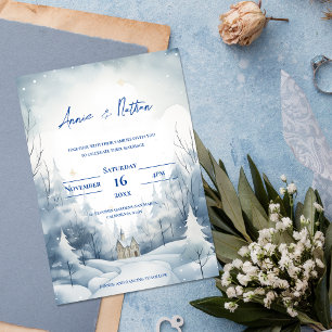 Invitation Magnétique Paysage neigeux mignon Mariage d'hiver