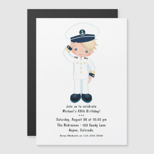 Invitation Magnétique Petit garçon de la marine Fête d'anniversaire naut