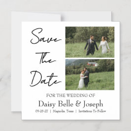 Invitation Magnétique Photo de mariage à l'écriture moderne, Save The Da