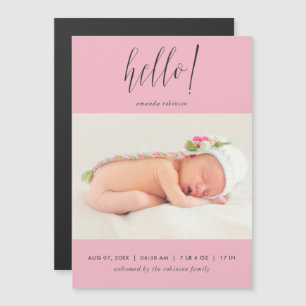 Invitation Magnétique Photo de naissance de bébé fille