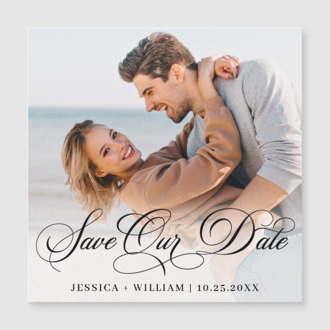 Invitation Magnétique Photo Mariage Simplement Élégant Enregistrer La Da (Devant)