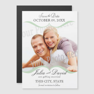 Invitation Magnétique Photo Scallop Frame Mint Enregistrer la date