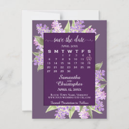 Invitation Magnétique Plum Purple Lilacs Mariage Enregistrer la date Cal