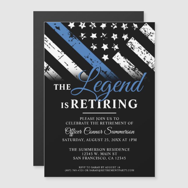 Invitation Magnétique Police Retraite Partie Retraite Application de la  (Devant / Derrière)