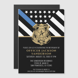 Invitation Magnétique Police Retraite Party Blue Line Police Enforcement