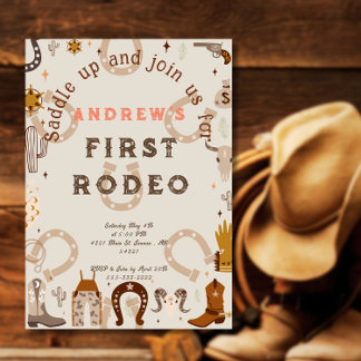 Invitation Magnétique Première ferrure de cheval de rodéo modèle Country