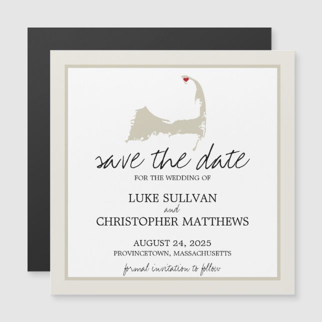 Invitation Magnétique Provincetown Cape Cod Wedding Enregistrer la date (Devant / Derrière)