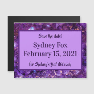 Invitation Magnétique Purple Gems Enregistrer l'aimant Date