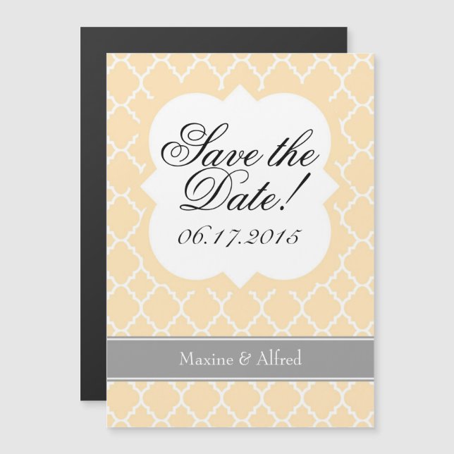 Invitation Magnétique Quatrefoil Blanc Crème Ivoire Enregistrer l'aimant (Devant / Derrière)