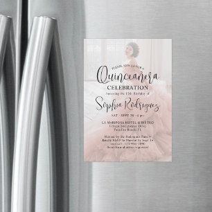 Invitation Magnétique Quinceañera moderne Photo Overlay 15ème anniversai