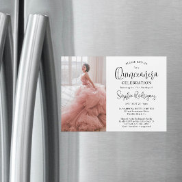 Invitation Magnétique Quinceañera Simple Photo moderne 15e anniversaire