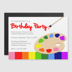 Invitation Magnétique Rainbow Children's Painting Party