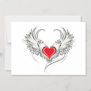 Invitation Magnétique Red Angel Coeur avec ailes