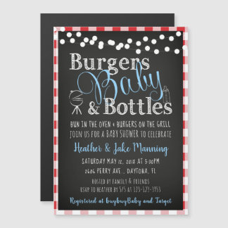 Invitation Magnétique Red En vichy Pique-nique Babyq Baby shower pour ga