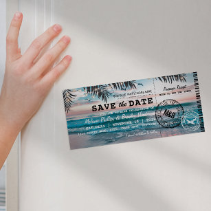 Invitation Magnétique Réfrigérateur Sauvez la date Tropical Beach Palm T