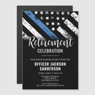Invitation Magnétique Retraite de la police Ligne Bleue Mince Applicatio