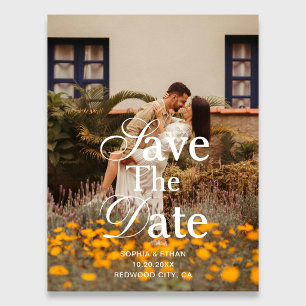 Invitation Magnétique Rétro Élégant Écriture Photo Mariage Étape à Suivr