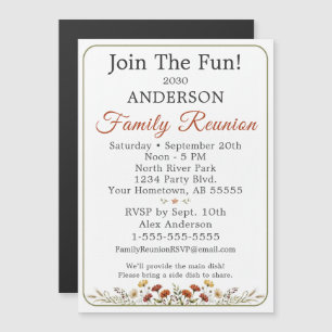 Invitation Magnétique Réunion de famille Rustique Wildflower Joignez-vou
