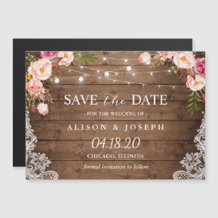Invitation Magnétique Romantique Rustique Floral String Lumière Enregist