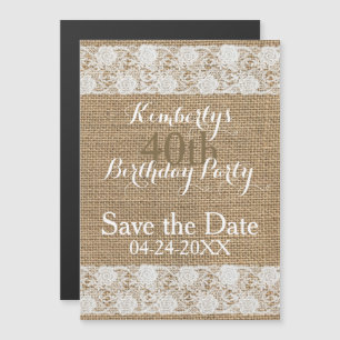 Invitation Magnétique Romantique Sauvez la date 40e anniversaire Magnéti