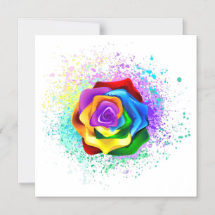 Invitation Magnétique Rose arc-en-ciel coloré