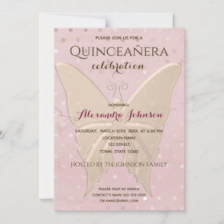 Invitation Magnétique Rose Gold Quinceanera Anniversaire