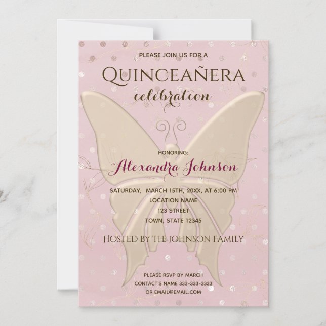 Invitation Magnétique Rose Gold Quinceanera Anniversaire (Recto)