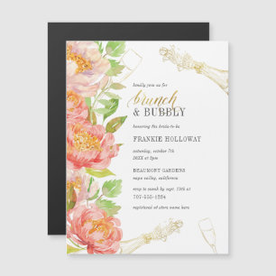 Invitation Magnétique Roses aquarelle   Fête des mariées Brunch & Bubbly