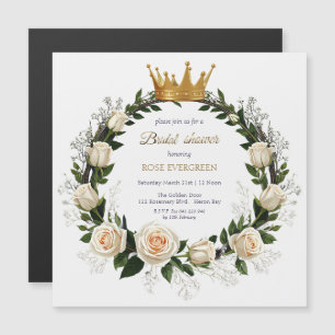 Invitation Magnétique Roses blanches et Fête des mariées respiratoire du