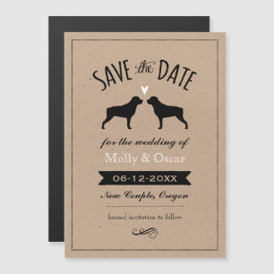 Invitation Magnétique Rottweiler Silhouettes Mariage Enregistrer la date