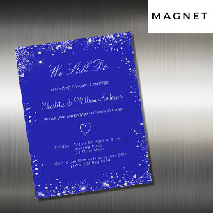 Invitation Magnétique Royal bleu argent voeu renouvellement mariage luxe