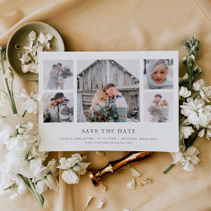 Invitation Magnétique Rustic Chic   Photo Grid Wedding Save The Date