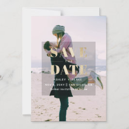 Invitation Magnétique Rustic Gold Modern Minimalist Photo Enregistrer la