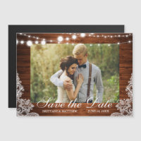 Rustic Wood String Lights Lace Photo Enregistrer l