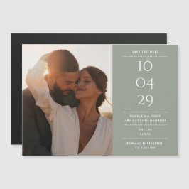 Invitation Magnétique Sage Green Modern Mariage Photo Enregistrer La Dat