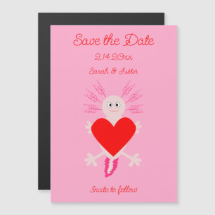 Invitation Magnétique Saint-Valentin Amour Coeur Axolotl Enregistrer la 