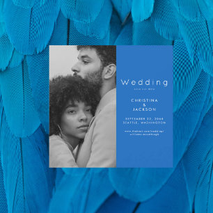 Invitation Magnétique Sapphire Blue Photo Enregistrer la date