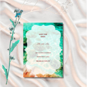 Invitation Magnétique Sauvegarder la date Minimaliste Mariage Tropical