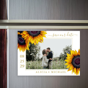 Invitation Magnétique Scénario chic tournesol rustique enregistrer date