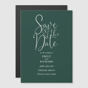 Invitation Magnétique Script moderne Emerald Green Wedding Enregistrer L