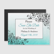 Script turquoise Enregistrer la date Mariage Magne
