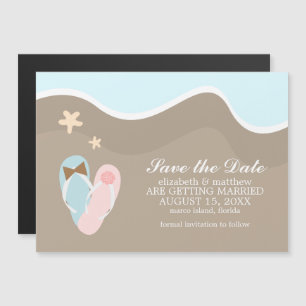 Invitation Magnétique Ses tongs et ses tongs de mariage sauvent la date